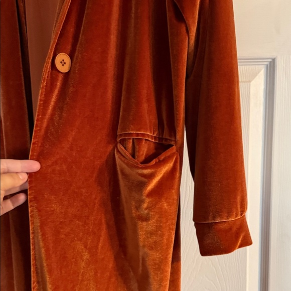 Rust Velvet Long Coat - Picture 3 of 3